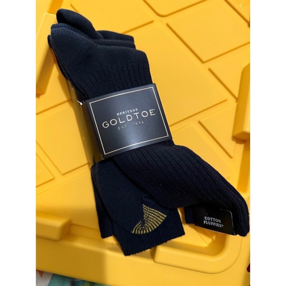 Goldtoe Heritage Cotton Fluffies Crew Socks Black 3 Pairs Style 633S